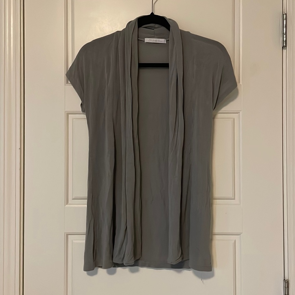 Gray short sleeve cardigan